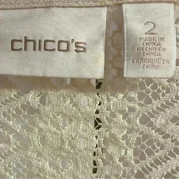 Chicos blouse pop‎ over bell sleeves boho beige Large - Picture 6 of 7